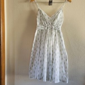 GAP, Flowy and Floral‎ Dress, White with Green Leaf Print, Size XS